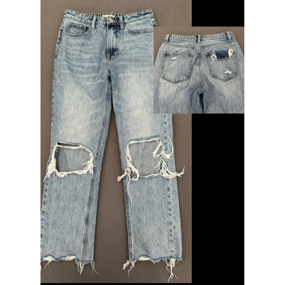 Shop Stevie Jeans Womens Size 27 Medium Wash Cropped High Rise Distressed Boho